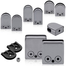 Glashalter Flach Glasklemmen 6-12 mm Edelstahl Dusche Befestigung Bad Glanz Matt