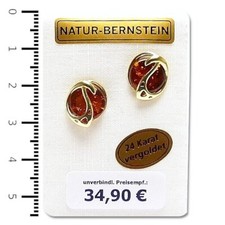 Natur Bernstein Ohrstecker vergoldet cognac modern 90469