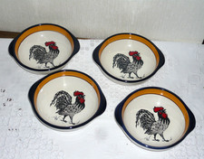 4  Schalen Keramik handgemalt Hahn  schwarz gelb Gallo Design  vintage Le Coq