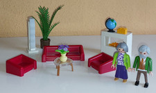 PLAYMOBIL WOHNZIMMER - KAMIN UND LICHTSÄULE mit Leuchteffekt - Figur Oma + Opa