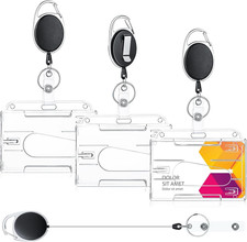 3 Stück Kartenhalter Ausweis, Ausweishalter Ausziehbar, Dienstausweis Hülle Mit 