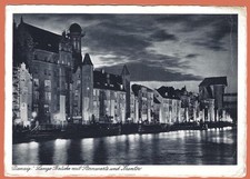 AK Danzig (266), Lange Brücke mit Sternwarte und Krantor, gelaufen 1941