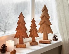 Holz Tannenbaum Adventsdeko 3er Set Weihnachtsdeko 20 25 30 cm hoch Dekofigur