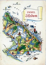 10-Ansichtskarte Landkarte Ostsee Insel Usedom Zinnowitz Heringsdorf Ahlbeck DDR