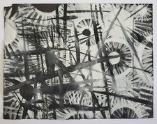 Gemälde Aquarell Tusche Abstrakt Blumen Stillleben Gerda Henning Nachlass