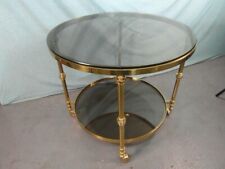 Teewagen Mid Century Servierwagen Messing Beistelltisch Rauchglas Rund VOR38a