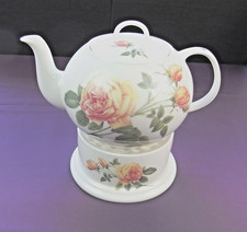 Cha Cult Teekanne mit Stövchen Motiv : Rosen 1 Liter TOP Zustand Fine Bone China