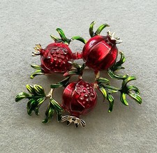 Hagebutten Brosche Gold Rot Hagebutte Rosen Garten Früchte Nüsse Herbst Winter