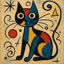 Katze Im Stil Joan Miro
