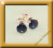 September Geburtssteine Sterlingsilber, Ohrstecker, Silber 925, 5mm Saphir