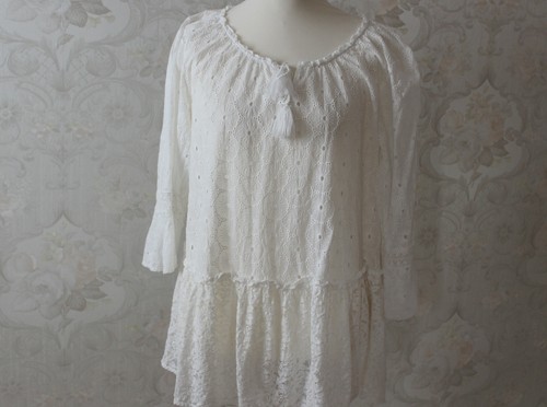 Weiße bluse aus spitze - weiße,