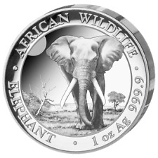Elephant 100 Sh. Somalia 2025 1 Oz Silber 999.9 High Relief African Wildlife OVP