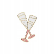 PINETS Pin Brosche Gläser Party Hochzeit weiß Emaille Anstecknadel Pin Glas Sekt