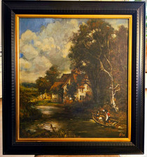 Original Ölgemälde Fluss Landschaft