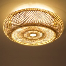 Hängelampe Pendelleuchte Deckenlampe Esszimmerleuchte natur Bambus rund D40 cm