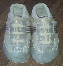  ANNA & PAUL Turnschuh Gr S 18/19 Krabbelschuh Ledersohle Junge Mädchen sand NEU