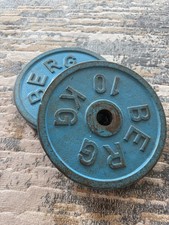 2x BERG Hantelscheiben 10 kg Gusseisen Vintage Gewichtsscheiben Blau