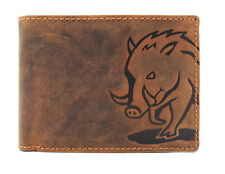 echt Leder Portemonnaie Geldbörse Jockey Club Wildsau Wildschwein RFID Schutz