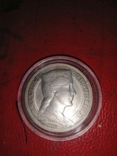 5 Lati Silber 1929 Lettland Trachtenmädchen