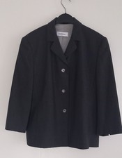 Blazer Damen Gr. 40 Dinomoda 3 Knöpfe 3/4 Ärmel anthrazit Schurwolle