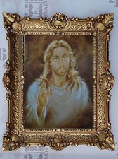 Gemälde von Carlo Parisi Jesus Christus Wand Bild mit Rahmen BAROCK 56x46 cm NEU