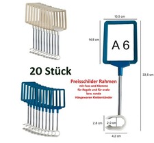 20 Preisschilder  Halter A 6 mit Fuss und Klemme