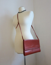 Vintage-Clutch Henkeltasche Kuvert abnehmbarer Tragegurt  rot Leder *Elegant*
