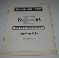 Parts Catalog Evinrude Ersatzteilkatalog Speedifour 75 HP Außenborder Stand 1965
