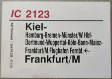 Zuglaufschild IC 2123 InterCity Kiel - Bremen - Münster - Wuppertal - Frankfurt