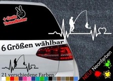 Herzschlag Angeln -6 Größen 21 Farben- Aufkleber Fishing Petri Heil Köder Fisch