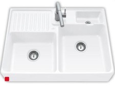 Villeroy & Boch Spülstein Doppelbecken Snow White Keramikspüle Weiß Modul Becken