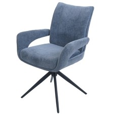 B-Ware Esszimmerstuhl MCW-O78, drehbar Textil Chenille (310g/m²), graublau