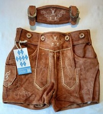 Damen Trachtenlederhose mit Hosenträger, Kurz, Gr. 36, Tracht, Lederhose
