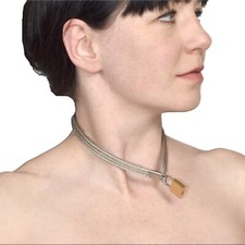 Metall Draht Halsband + Schloss* abschließbares BDSM Fetisch Bondage Halskorsett