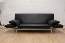 Designo Flyer Sofa Relaxfunktion mit Fußstützen ausfahrbar schwarzes Leder