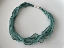 Pierre Lang Seiden Kette Türkis Silber Bajonettverschluss w. neu