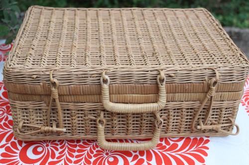 Vintage kleiner koffer rattan - vintage,
