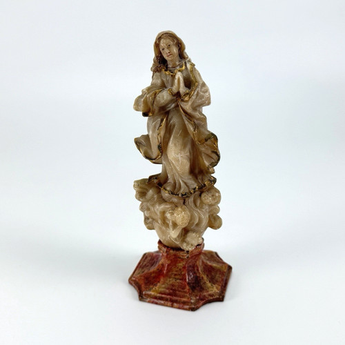 Madonna alabaster 17cm - 17cm, putten