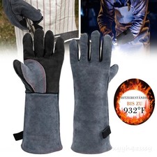 1 Paar Kaminhandschuhe Ofenhandschuhe Leder feuerfest Hitzeschutzhandschuhe NEU