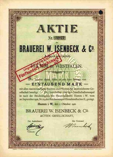 Brauerei isenbeck 1921 hamm - isenbeck,