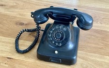 Bakelit Telefon mit Wählscheibe, Schwarz Vintage Retro