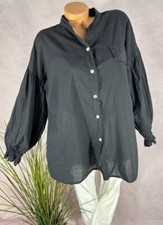 leichte oversize BLUSE Ballonärmel Perlmuttknöpfe  Italy SCHWARZ 38 40 42 44