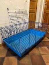 Meerschweinchenkäfig gebraucht, blau, Maße 54 cm (B) x 43 cm (H) x 98 cm (L)