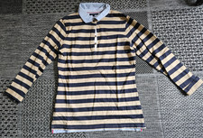 Tommy Hilfiger Damen T.Shirt Poloshirt Golf Gr.L blau/beige gestreift langarm