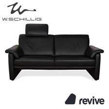 Willi Schillig Lucca Leder Zweisitzer Schwarz Sofa Couch Kopfstütze