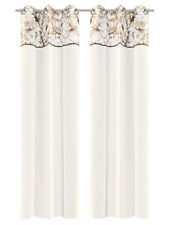 1er Pack Bedruckter Vorhang mit Ösen H245xB110 Cremeweiß Braun Gardine Deko Neu
