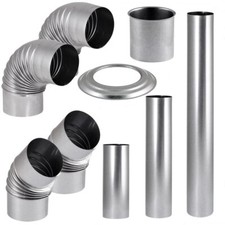 Rauchrohr FAL feueraluminiert 0,6mm Ofenrohr Kaminrohr Silber Bogen 100-130mm