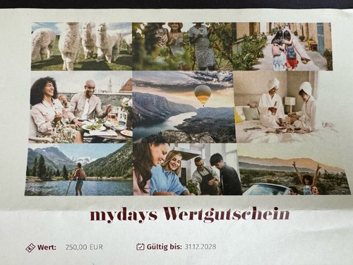 Mydays wertgutschein 250 - wertgutschein,