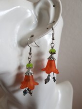 Ohrringe blütenhänger orange - ohrringe,