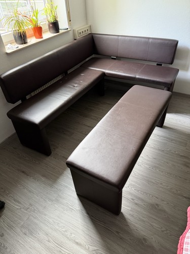 Braune kunstleder eckbank - braune,